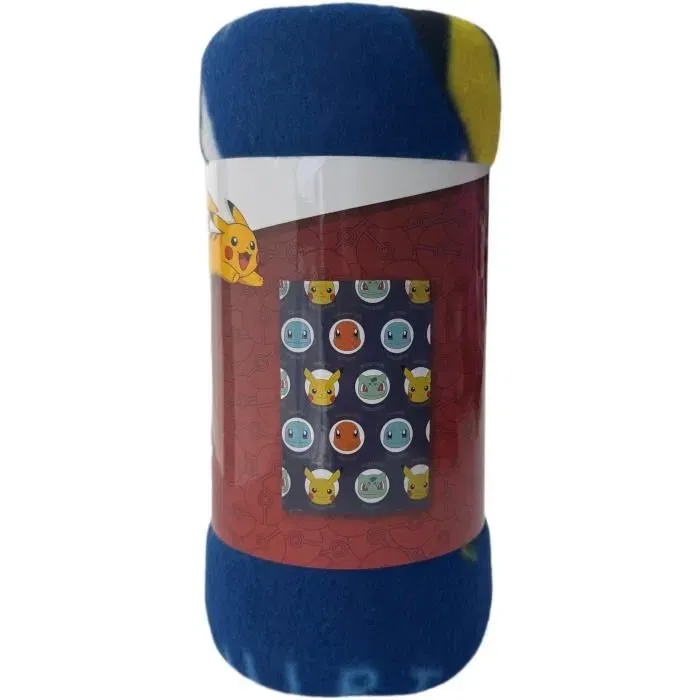 Pokemon - Plaid polaire à l'effigie des personnages 100 x 140 cm - Couverture chaude pour canapé, lit ou déco intérieure