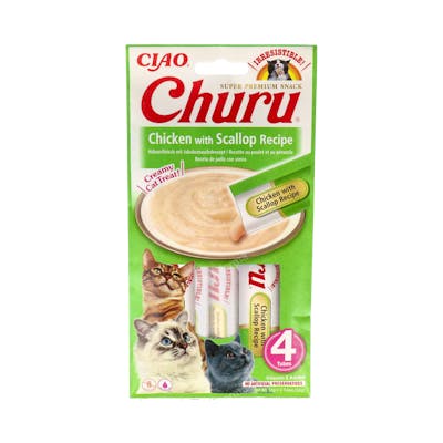 CHURU VET Recette au Poulet et Saint-Jacques, 4 sticks de 14g CHURU VET Recette au Poulet et Saint-Jacques, 4 sticks de 14g