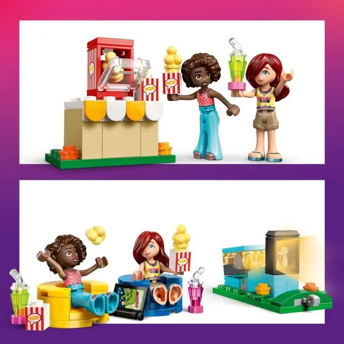 LEGO 42642 - LEGO Friends Soirée Cinéma entre Amies - Jeu de Construction Cinéma avec 2 Mini-Poupées et Projecteur pour Enfants à partir de 6 Ans