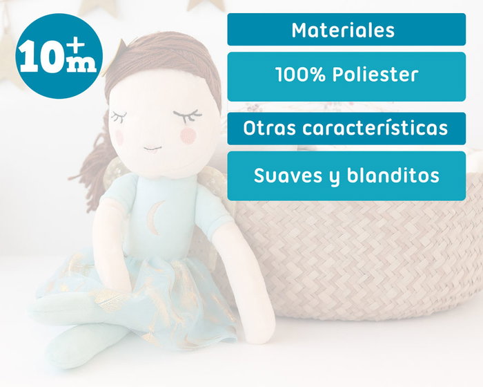 KioKids Peluche Hada de las Estrellas - Poupée Fée Violette - Jouet d'Éveil en Polyester 40 cm pour Enfant 10 Mois et Plus