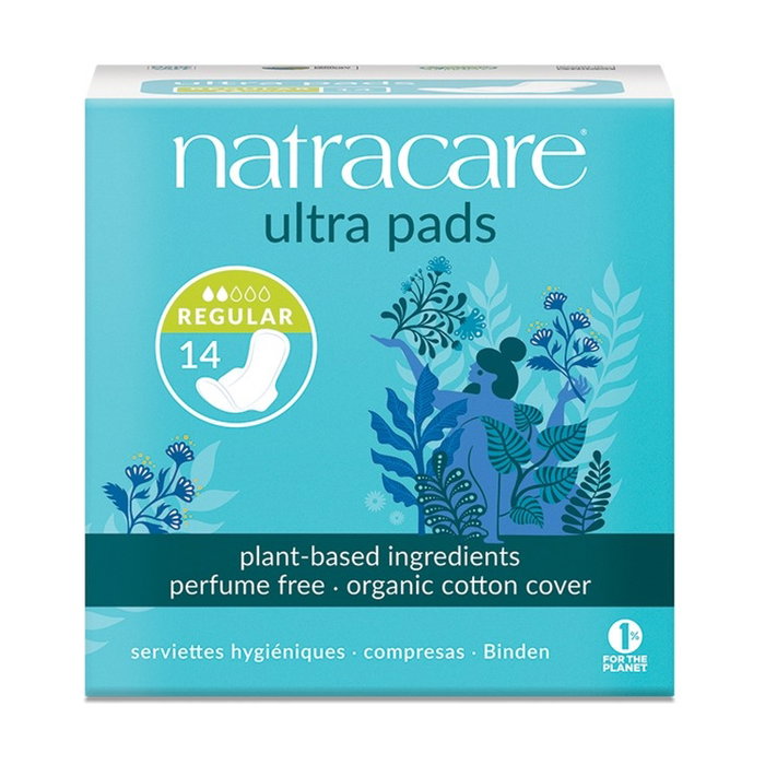 NATRACARE Serviettes hygiéniques régulières avec ailes, 14 unités NATRACARE Serviettes hygiéniques régulières avec ailes, 14 unités