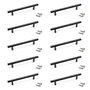 Emuca Lot de 10 poignées pour meubles Orlando, L188mm, entraxe 128mm, Acier, Peint en noir
