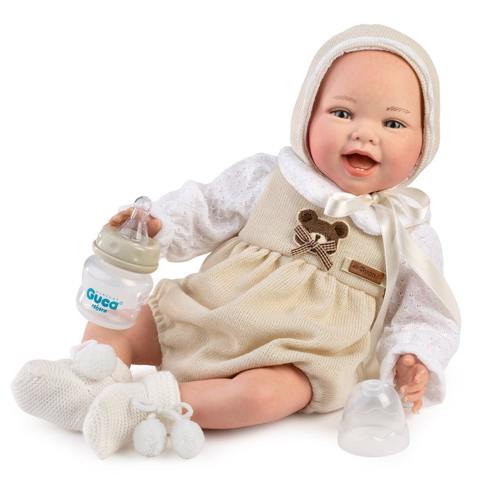Muñecas Guca Poupée Reborn Montessori Anais 42cm avec Biberon et Pelele Beige