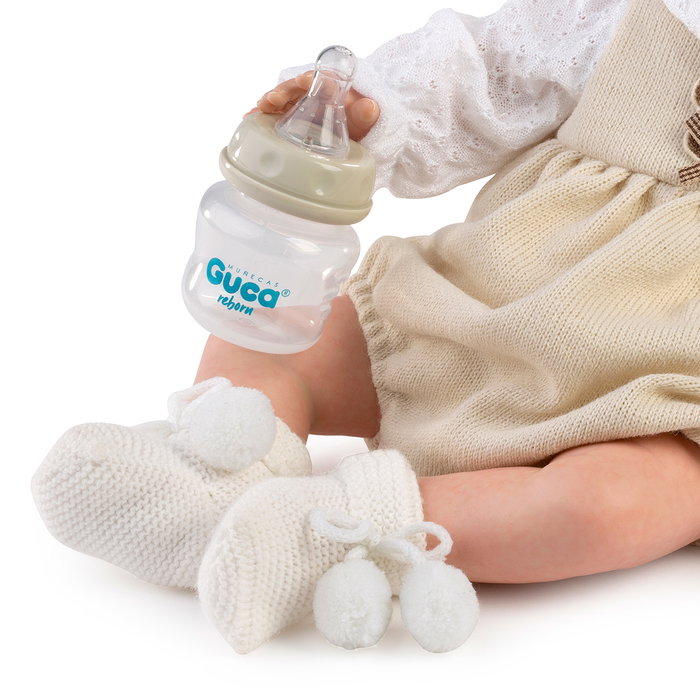 Muñecas Guca Poupée Reborn Montessori Anais 42cm avec Biberon et Pelele Beige