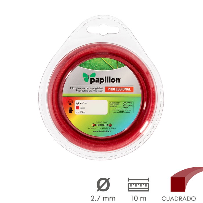 PAPILLON Fil Nylon Carré Professionnel Ø 2,7 mm - Rouleau 10 m PAPILLON Fil Nylon Carré Professionnel Ø 2,7 mm - Rouleau 10 m