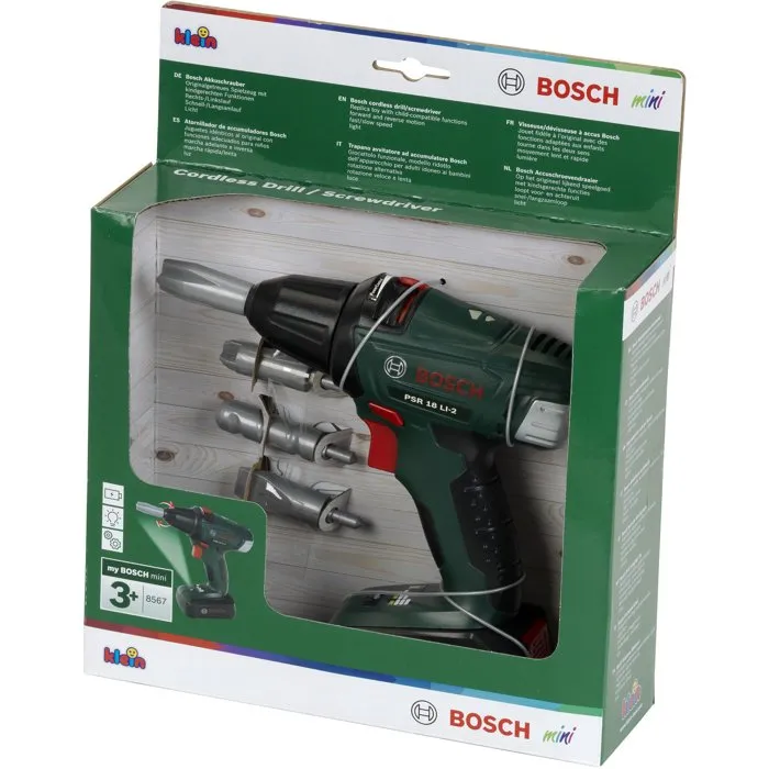 Bosch Visseuse-Dévisseuse Électrique Jouet Ixolino pour Enfants - Fonction Éclairage, Embouts Interchangeables - Compatible avec Accessoires Technico et Klein - Réf. 8567
