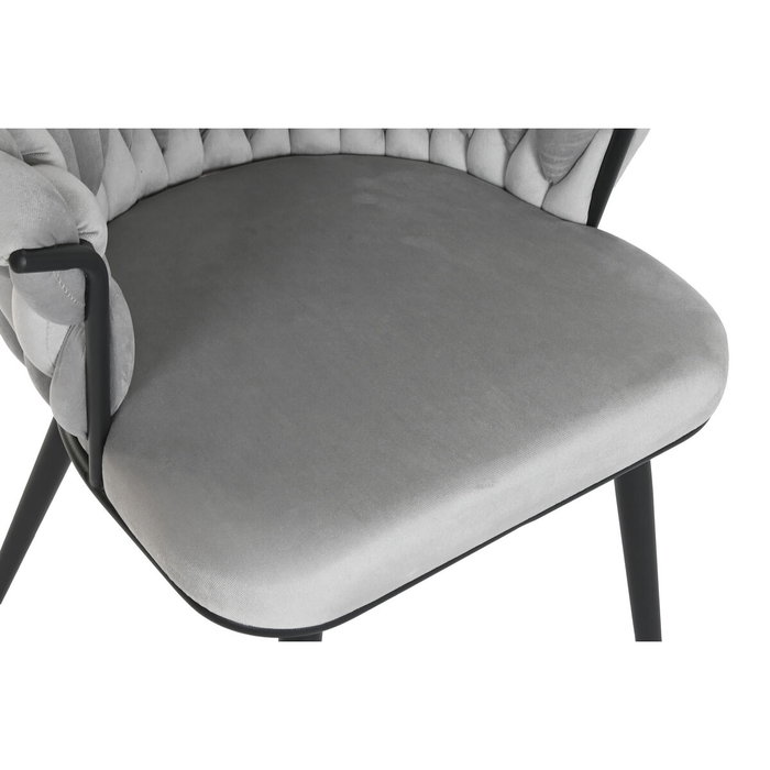 Chaise de Salle à Manger Home ESPRIT Noir Gris Polyester Métal 60 x 66 x 84 cm 66 x 60 x 84 cm