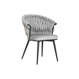 Chaise de Salle à Manger Home ESPRIT Noir Gris Polyester Métal 60 x 66 x 84 cm 66 x 60 x 84 cm
