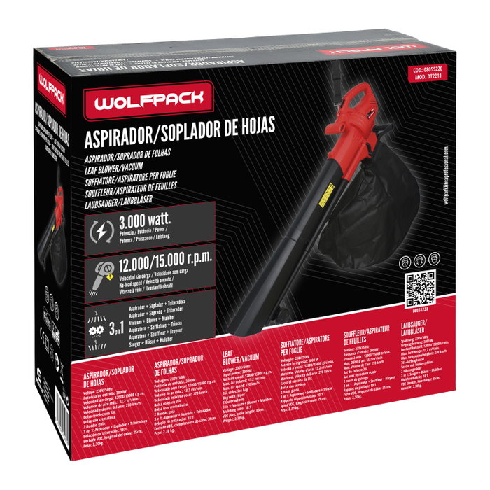 WOLFPACK LINEA PROFESIONAL Aspirateur-souffleur de jardin 3000W