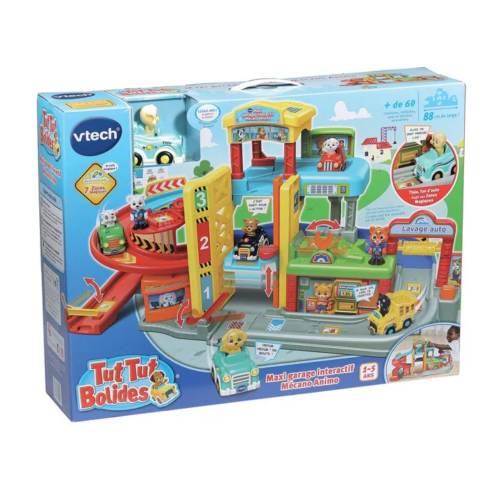 Vtech Tut Tut Bolides Maxi Garage Interactif Mécano Animo avec Théo, Multicolore
