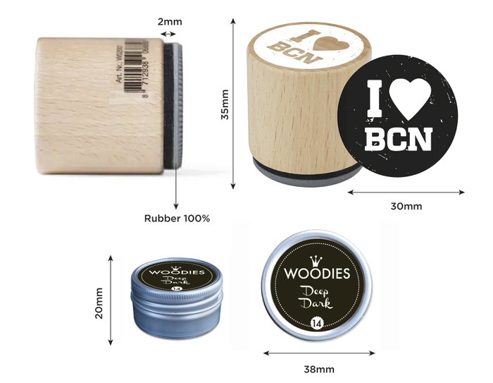 Innspiro Kit 5 Tampons en Bois Barcelona Sentimental et Encre Noire Innspiro Kit 5 Tampons en Bois Barcelona Sentimental et Encre Noire
