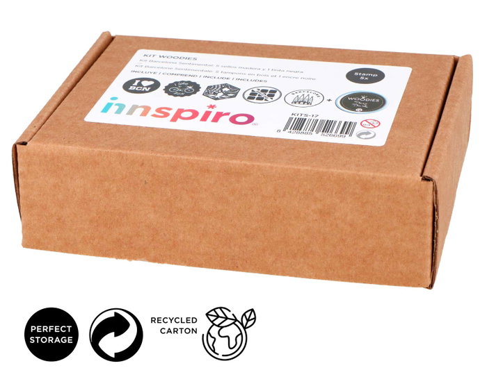 Innspiro Kit 5 Tampons en Bois Barcelona Sentimental et Encre Noire Innspiro Kit 5 Tampons en Bois Barcelona Sentimental et Encre Noire