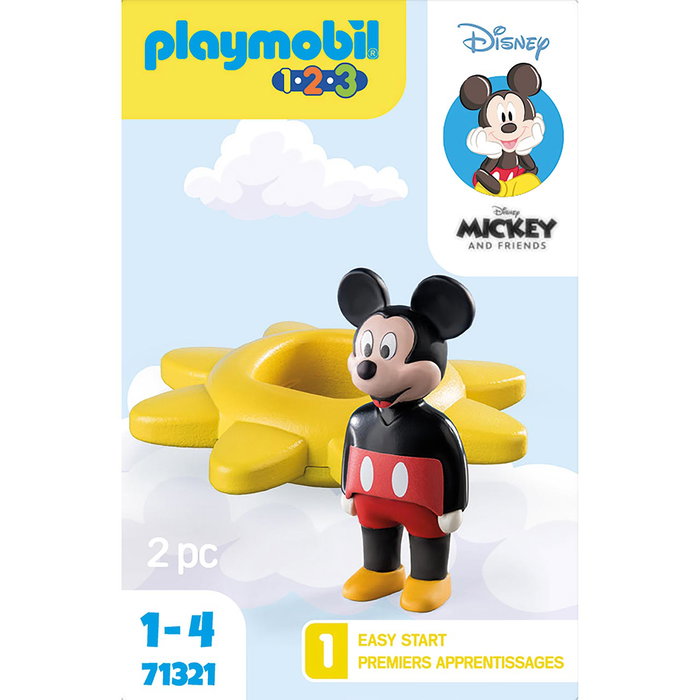 Playmobil PLAYMOBIL 1.2.3 - Mickey Sol Giratorio 71321 - Set de Début Disney avec Mickey Tournant et Son de Sonajero - Développe les Compétences Motrices - À Partir de 12 Mois