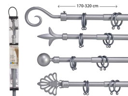 Giftdecor Barre à Rideau Argentée 170-320 cm