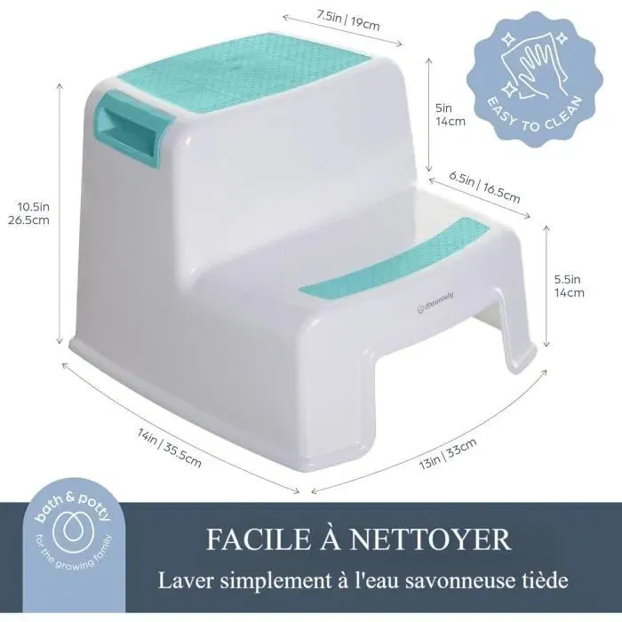Dreambaby Tabouret Marchepied 2-UP Antidérapant pour Enfants et Adultes (Charge 80 kg) - Aqua