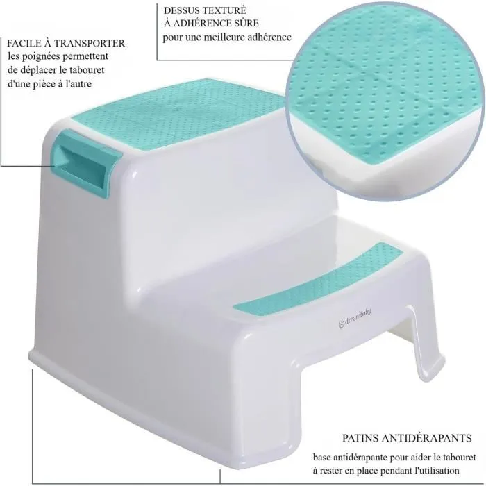Dreambaby Tabouret Marchepied 2-UP Antidérapant pour Enfants et Adultes (Charge 80 kg) - Aqua
