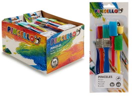 Pincello Set de 6 Pinceaux et Éponges 12 x 2 x 29 cm Plastique et Poil Multicolore (Set de 36)