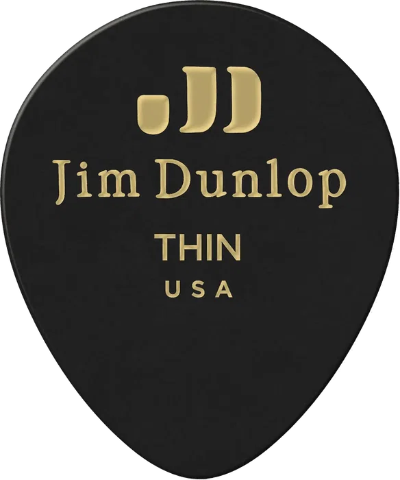 DUNLOP Pack de 12 médiators Genuine Celluloid Teardrop noir - Thin