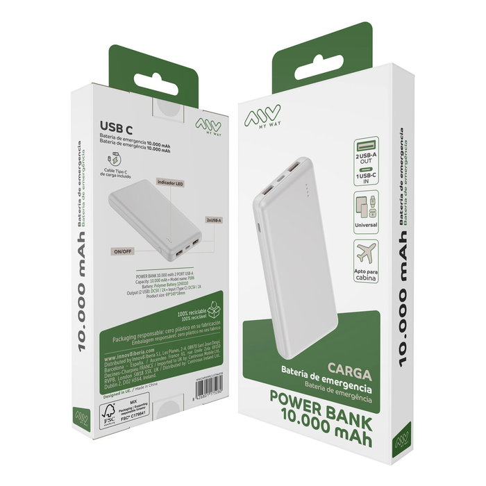 Powerbank Myway Blanc 10000 mAh