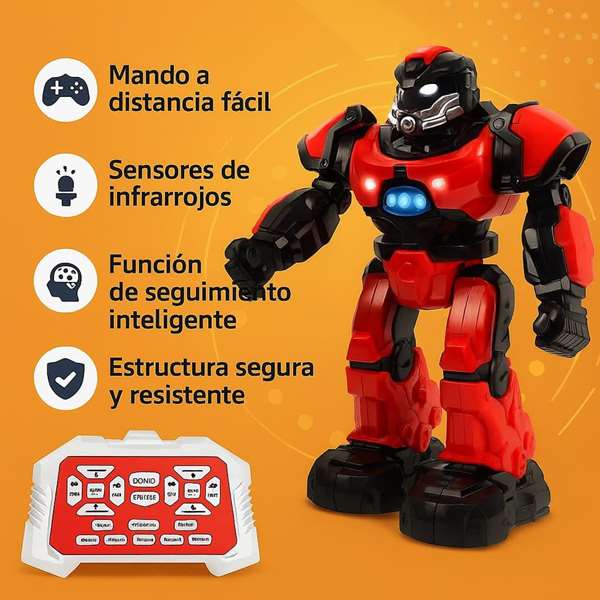 Crazon Robot télécommandé avec infrarouge et suivi intelligent - Rouge