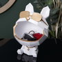 Home Deco Factory Sculpture vide-poche chien avec lunettes Blanc