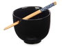 Kinvara Bowl Gres Asiatique Noir avec Palillos Bambou 24x10,7x13,3 cm (Set de 12)