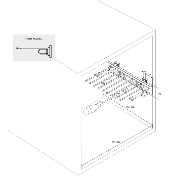 Emuca Porte-pantalons Self à montage latéral pour armoire, Droite, Chromé, Acier et Plastique et Aluminium.