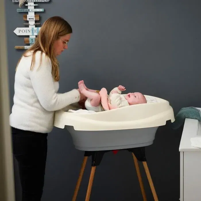 Thermobaby VASCO Pack Plan à Langer et Baignoire 2 en 1 pour Bébé avec Plan Sécurisé - Bleu Océan