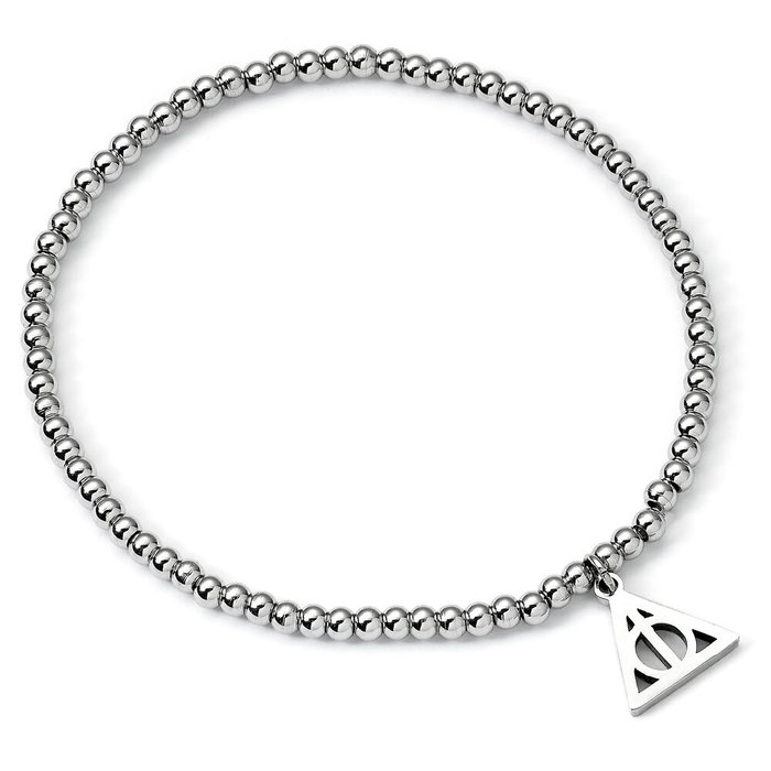 THE CARAT SHOP Bracelet à Bille en Acier Inoxydable Harry Potter avec Amulette des Reliquias de la Muerte, Bande Extensible de 18 cm, Hipoallergénique, Cadeau