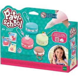 Epoch D'Enfance Pati-School Kit de Création Porte-Clés Macarons pour Enfants dès 6 Ans, Modélisation et Décoration, Réf. 32357