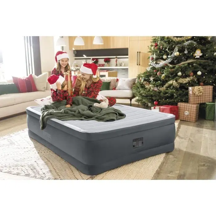 Intex Lit gonflable Comfort Plush Elevated pour 2 personnes, électrique avec technologie Fiber Tech, 150 x 200 cm