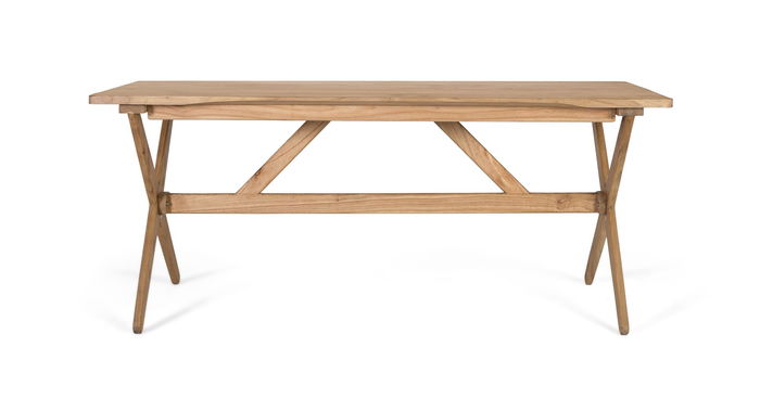 GINER Y COLOMER - Table rectangulaire en bois massif de Mindi artisanal 180 cm - Démontable, couleur naturelle GINER Y COLOMER - Table rectangulaire en bois massif de Mindi artisanal 180 cm - Démontable, couleur naturelle