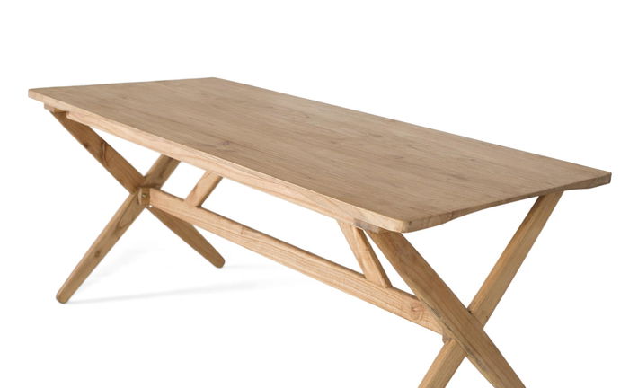 GINER Y COLOMER - Table rectangulaire en bois massif de Mindi artisanal 180 cm - Démontable, couleur naturelle GINER Y COLOMER - Table rectangulaire en bois massif de Mindi artisanal 180 cm - Démontable, couleur naturelle