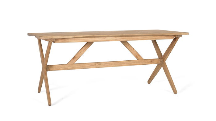 GINER Y COLOMER - Table rectangulaire en bois massif de Mindi artisanal 180 cm - Démontable, couleur naturelle GINER Y COLOMER - Table rectangulaire en bois massif de Mindi artisanal 180 cm - Démontable, couleur naturelle