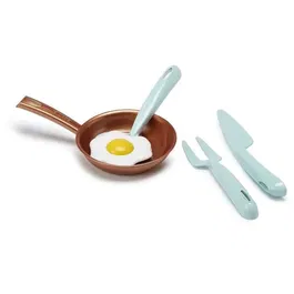 Ecoiffier Vert Azur - Batterie de cuisine pour enfant avec 3 casseroles, 2 cocottes, marmite, poêle, plat à gratin et ustensiles - Jouet éducatif et durable fabriqué en France