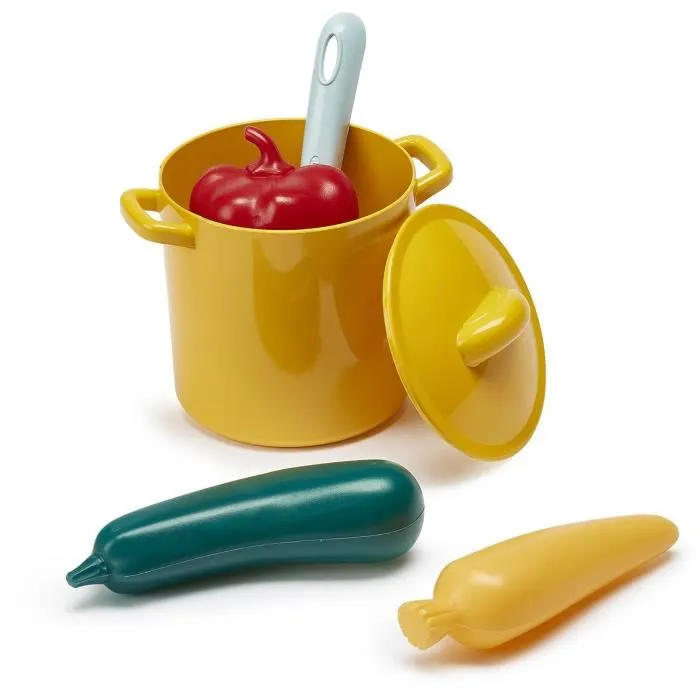 Ecoiffier Vert Azur - Batterie de cuisine pour enfant avec 3 casseroles, 2 cocottes, marmite, poêle, plat à gratin et ustensiles - Jouet éducatif et durable fabriqué en France