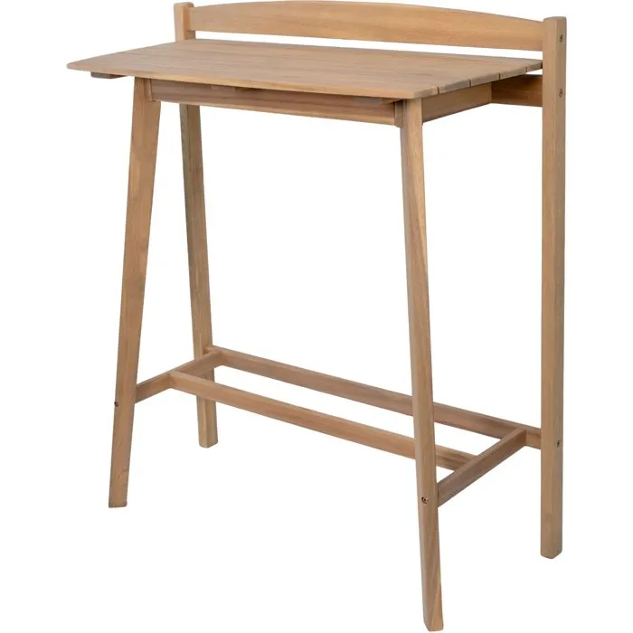 Zanzibar Ensemble bar en bois d'acacia FSC - Table haute (100x44.5x112 cm) avec 2 tabourets (35x37x72 cm) - Pour 2 personnes