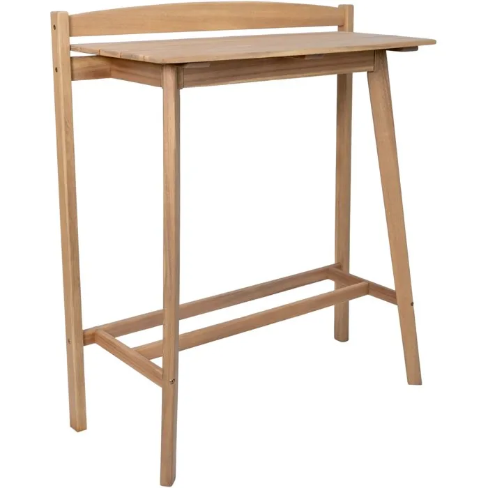 Zanzibar Ensemble bar en bois d'acacia FSC - Table haute (100x44.5x112 cm) avec 2 tabourets (35x37x72 cm) - Pour 2 personnes