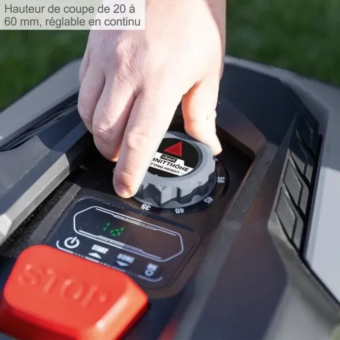 Scheppach RoboCut XL600 - Robot tondeuse connecté pour pelouse jusqu'à 600 m² avec station de recharge, capteur de pluie, WiFi, Bluetooth et faible niveau sonore (55 dB)