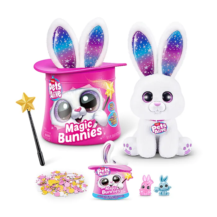 Zuru Pets Alive Magic Bunnies - Jeu interactif pour enfant - Lapin magique à baguette lumineuse avec 20 surprises et effets lumineux - Jouet pour enfants à partir de 3 ans Zuru Pets Alive Magic Bunnies - Jeu interactif pour enfant - Lapin magique à baguette lumineuse avec 20 surprises et effets lumineux - Jouet pour enfants à partir de 3 ans