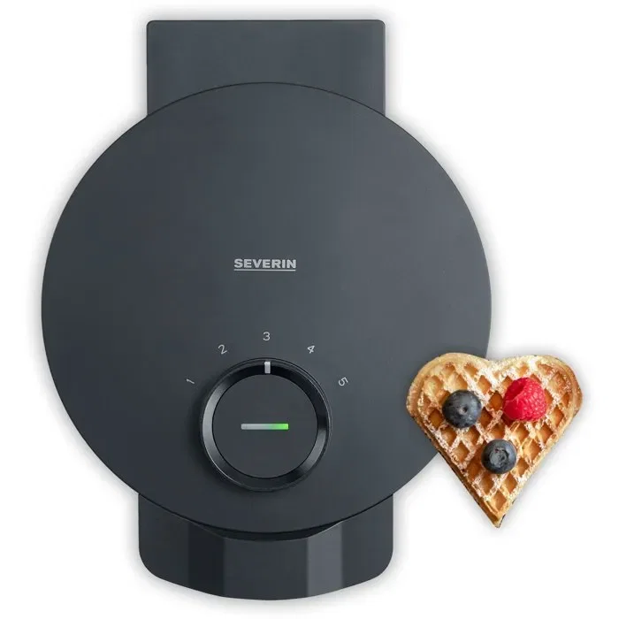 Severin WA2116 Gaufrier 1200 W Noir avec Revêtement Céramique Antiadhésif et Formes de Cœur Severin WA2116 Gaufrier 1200 W Noir avec Revêtement Céramique Antiadhésif et Formes de Cœur