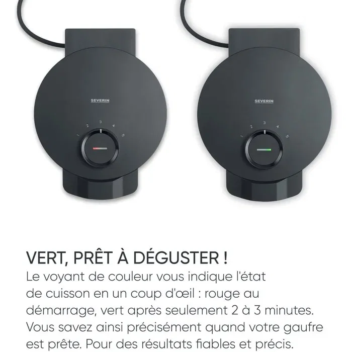 Severin WA2116 Gaufrier 1200 W Noir avec Revêtement Céramique Antiadhésif et Formes de Cœur Severin WA2116 Gaufrier 1200 W Noir avec Revêtement Céramique Antiadhésif et Formes de Cœur