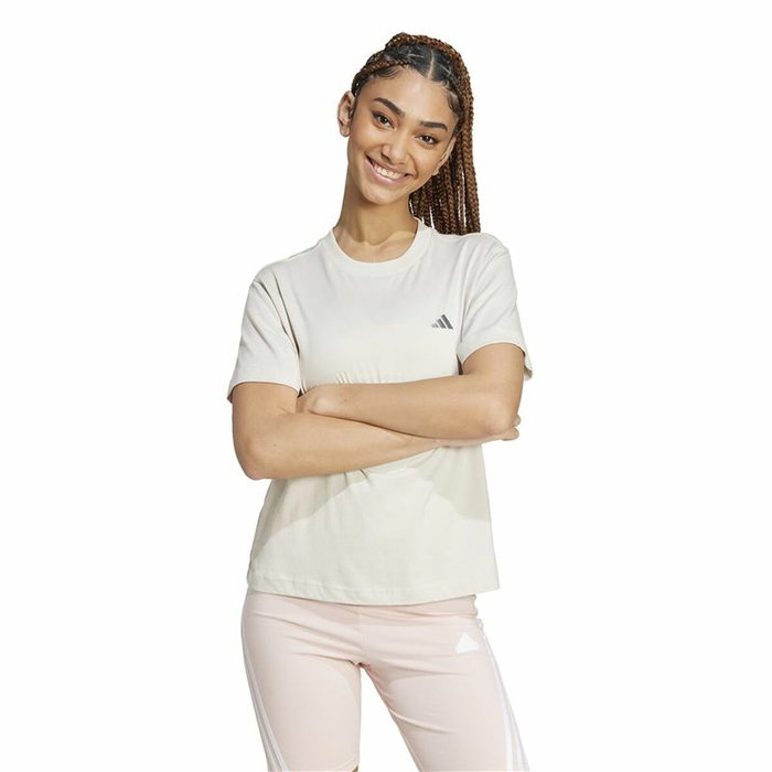T-shirt à manches courtes femme Adidas Essentials Small Logo Blanc Beige