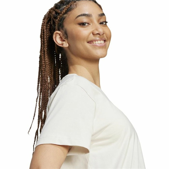 T-shirt à manches courtes femme Adidas Essentials Small Logo Blanc Beige