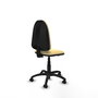 Chaise de bureau Aýna avec mécanisme de contact permanent de base, rembourrée de simili cuir couleur crème. Équipée d'une base en polyamide noir, sans accoudoirs et avec roulettes pour parquet