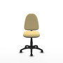 Chaise de bureau Aýna avec mécanisme de contact permanent de base, rembourrée de simili cuir couleur crème. Équipée d'une base en polyamide noir, sans accoudoirs et avec roulettes pour parquet