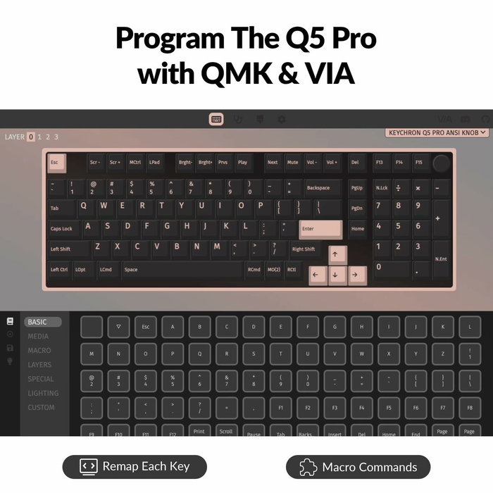 Keychron Q5 Pro Clavier mécanique gamer ANSI Noir avec switchs Red et rétroéclairage RGB Keychron Q5 Pro Clavier mécanique gamer ANSI Noir avec switchs Red et rétroéclairage RGB