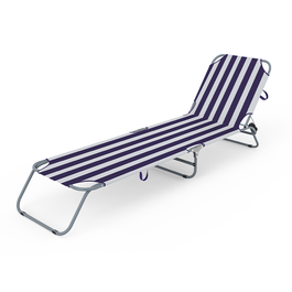 Marbueno 10020 Tumbona Pliable en Acier avec Rayures Bleues et Blanches pour Plage et Piscine 187x55x24 cm