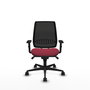Chaise Alares Synchro 5 positions tissu Bordeaux Maille Noir Base en nylon noir Accoudoir 1D Sans appui-tête Roulettes 65mm nylon
