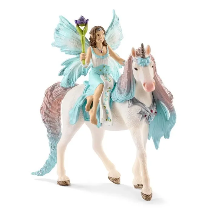 Schleich 70569 Bayala - Figurine Fée Eyela avec Licorne de Princesse, Coffret Princesse Volante avec Baguette Magique, Cadeau Enfant 5-12 ans